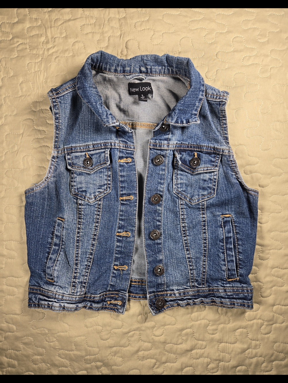 New Look Blue Denim Sleeveless Vest